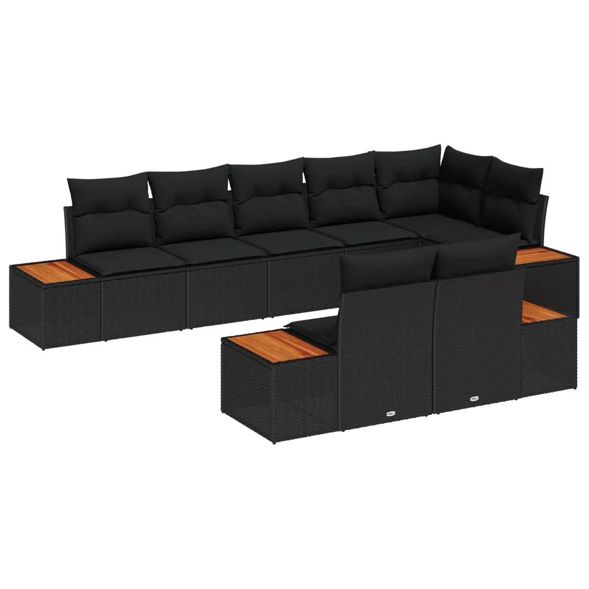 Outdoor Garden Sofa Set Modular Black Poly Rattan 8 Pieces