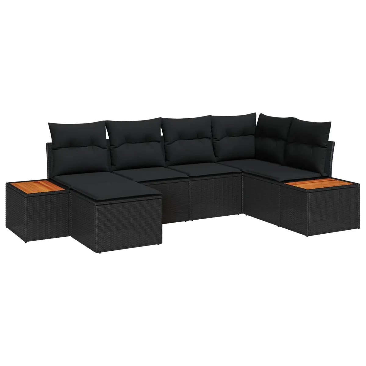 Outdoor Garden Sofa Set Modular Black Poly Rattan 7 Piece