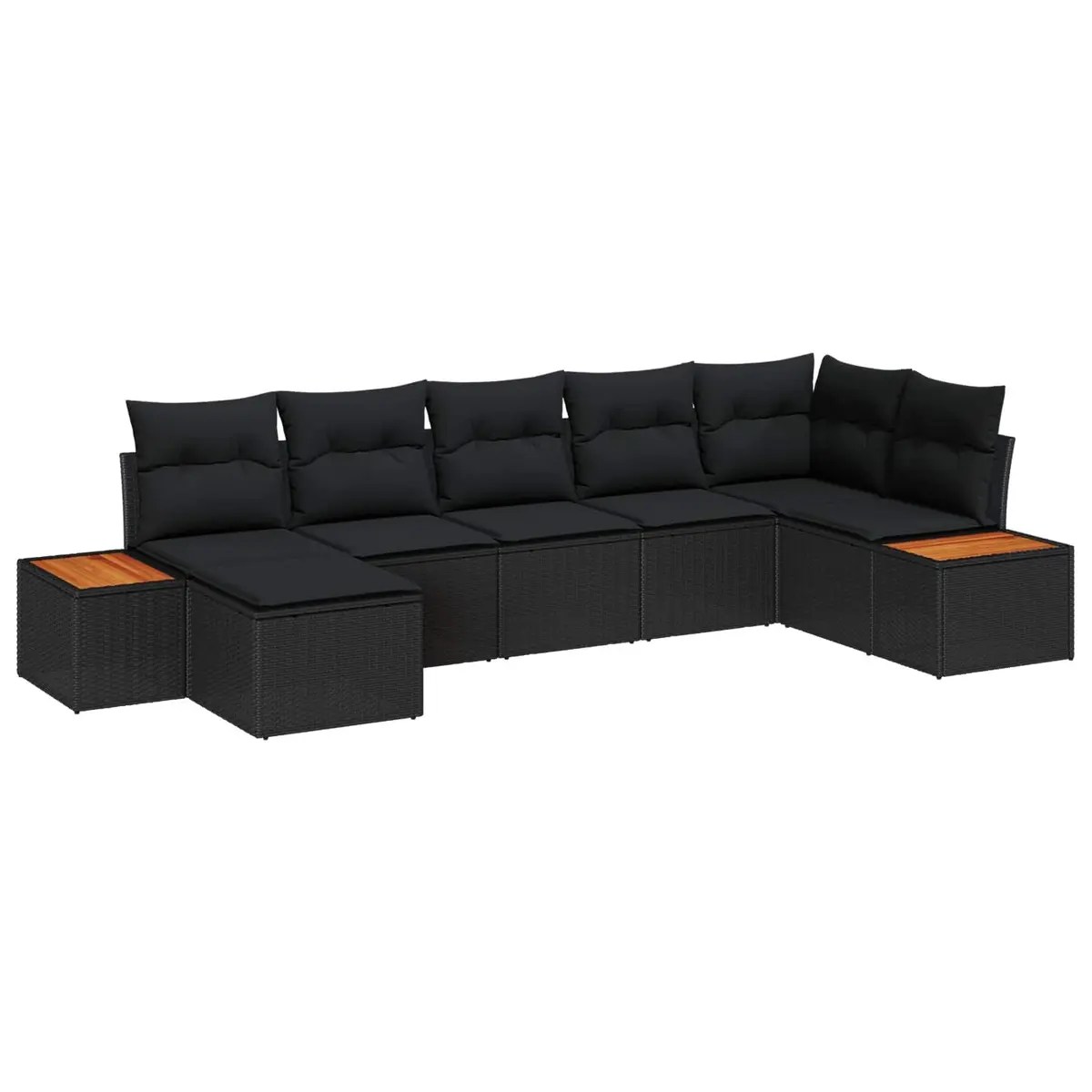Modular Garden Sofa Set 8 Piece Outdoor Seating Black Poly Rattan with Cushions