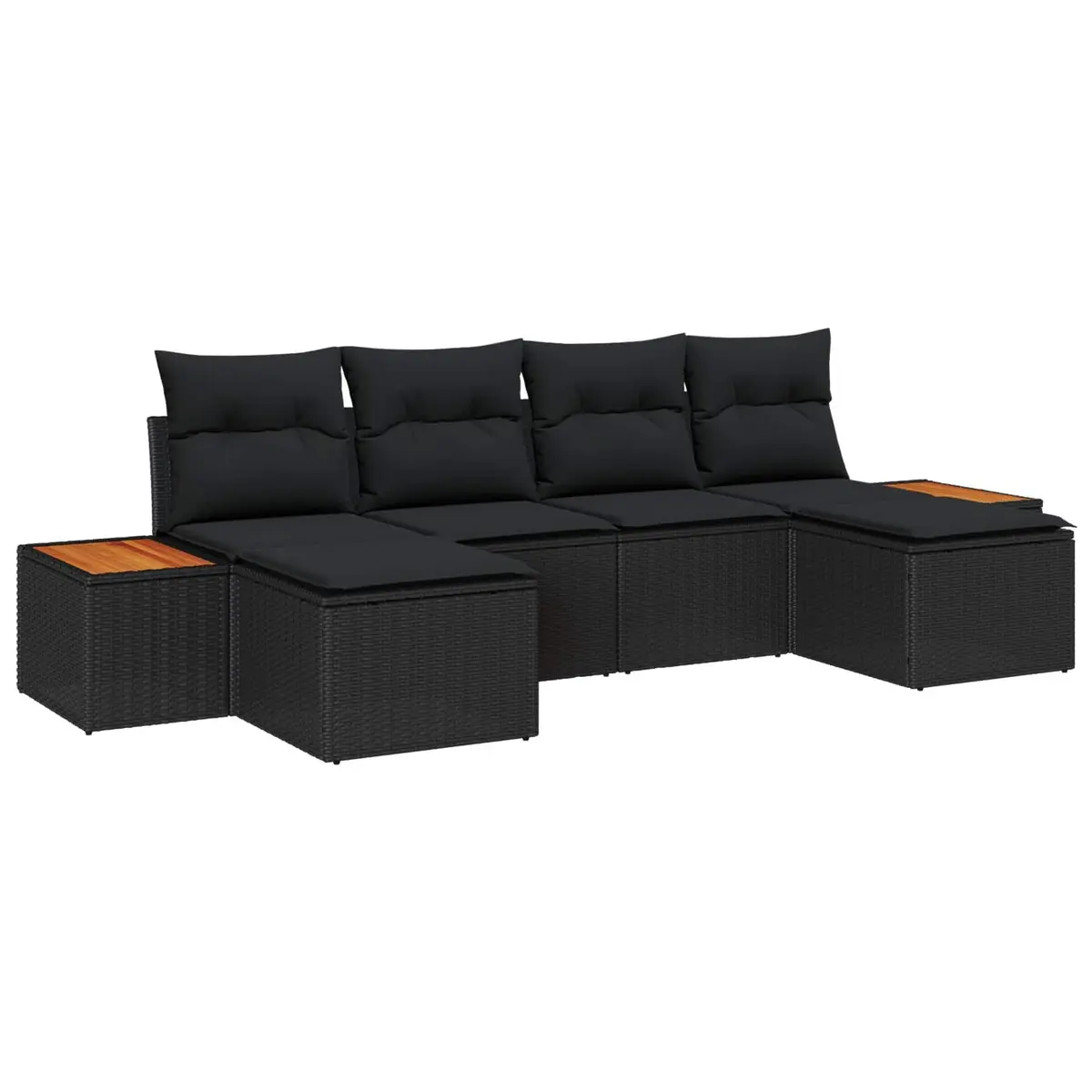 Outdoor Garden Sofa Set Modular Black Poly Rattan 6 Piece