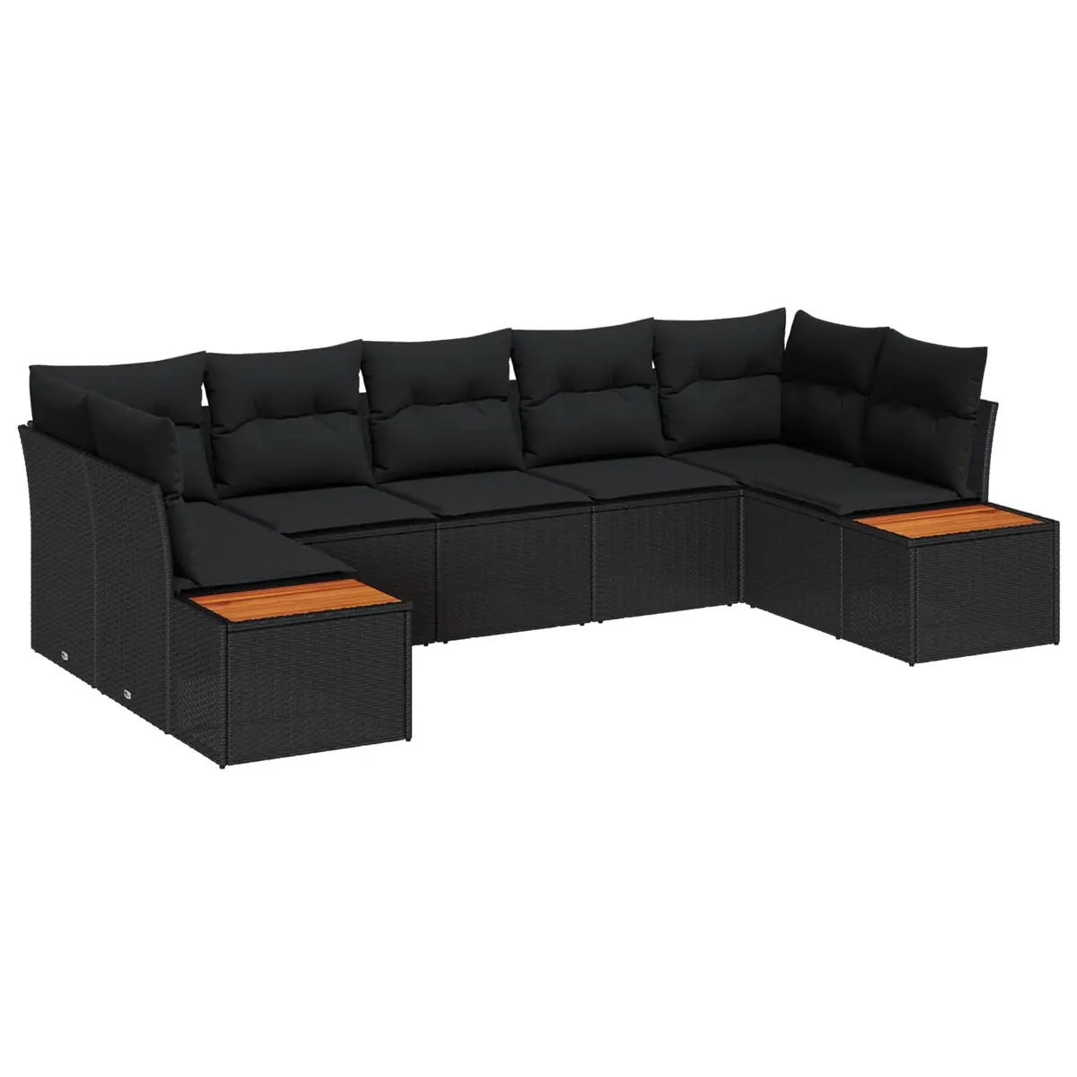 Modular Garden Sofa Set 7 pcs Black Poly Rattan Outdoor Patio Furniture with