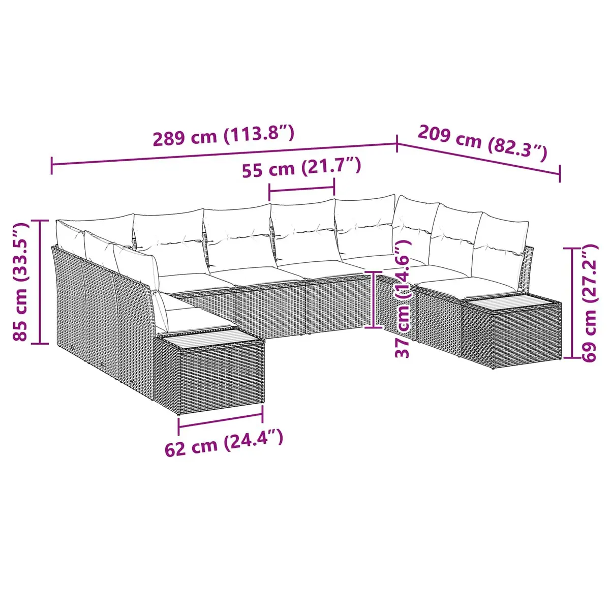 5 Piece Modular Sofa Set for Outdoor Living