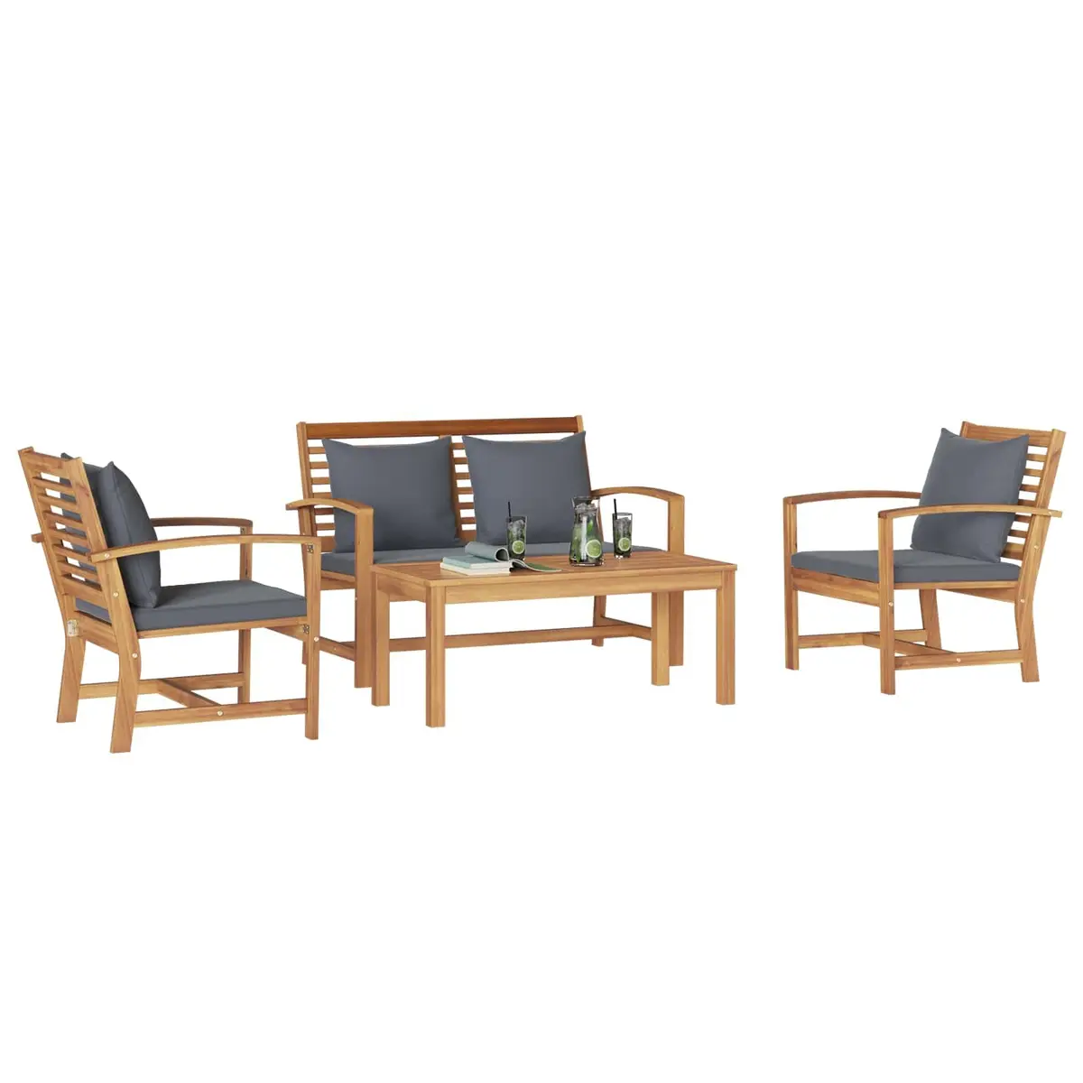 Garden Sofa Set Contemporary 4 Piece Outdoor Seating Brown