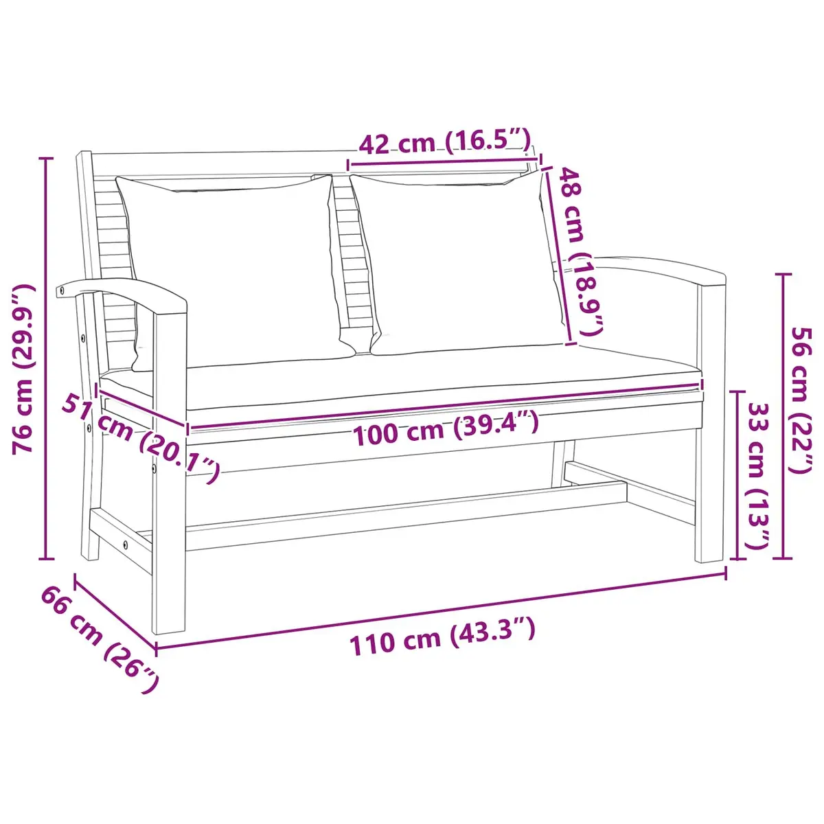 Garden Sofa Set Teak Wood Brown 3 Piece Outdoor Furniture