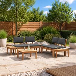Garden Sofa Set 3 Piece Outdoor Lounge Seating Patio Furniture Brown Grey