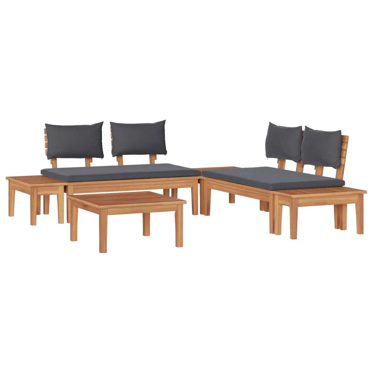 Garden Sofa Set Outdoor Lounge Seating 3 Piece Brown Grey