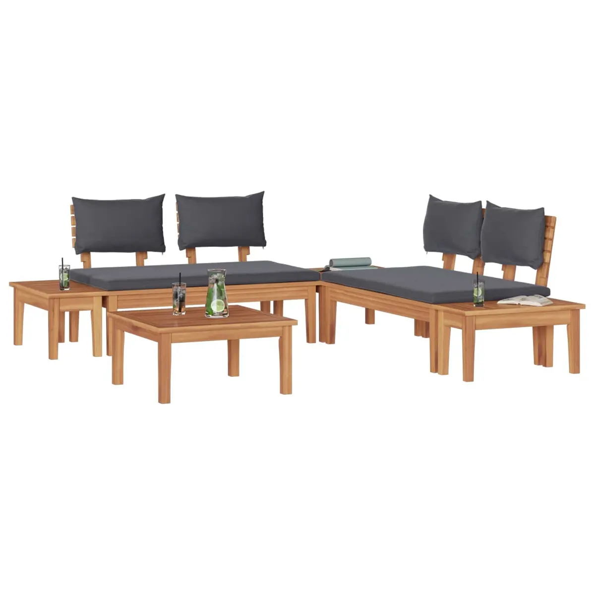 Garden Sofa Set Outdoor Lounge Seating 3 Piece Brown Grey