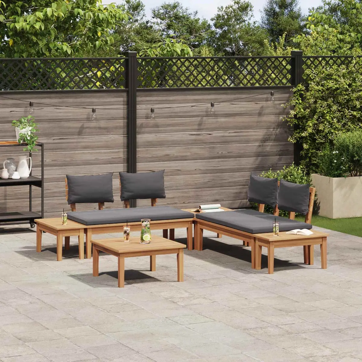 Garden Sofa Set Outdoor Lounge Seating 3 Piece Brown Grey