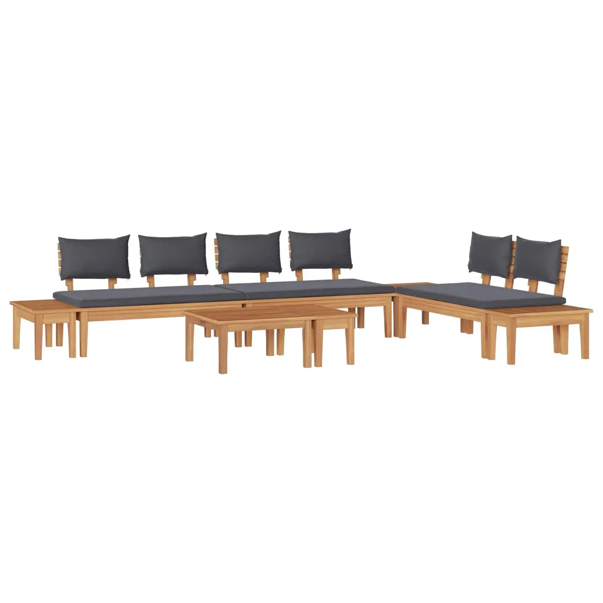 Garden Sofa Set Modern Outdoor Furniture 5 Pieces Brown Grey
