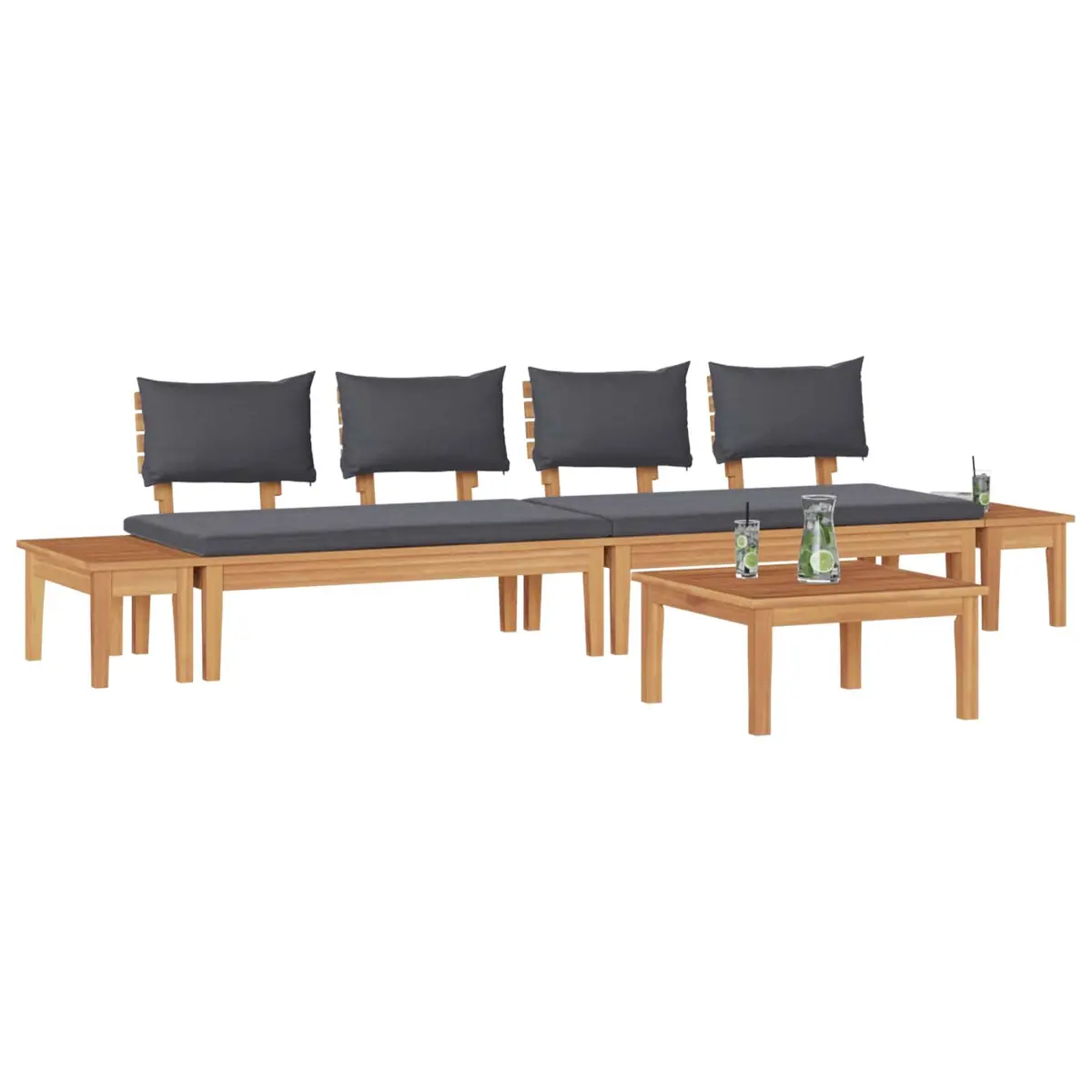 Garden Sofa Set Modern Outdoor Furniture 5 Pieces Brown Grey