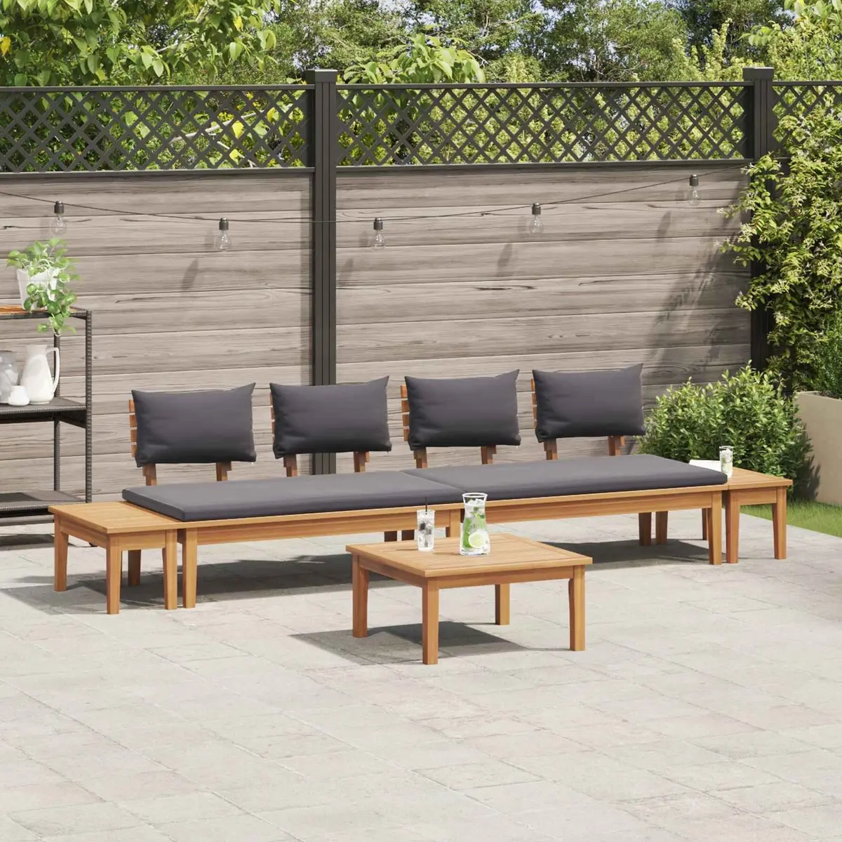 Garden Sofa Set Modern Outdoor Furniture 5 Pieces Brown Grey