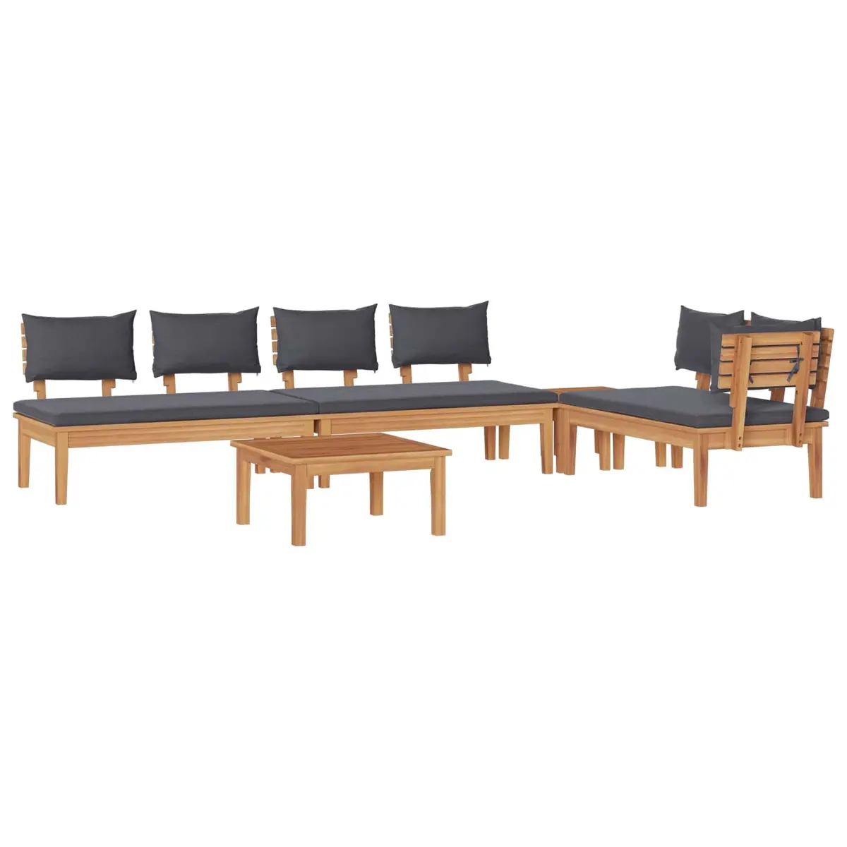 Garden Sofa Set Modern 5 Piece Outdoor Furniture Lounge Seating Brown Grey