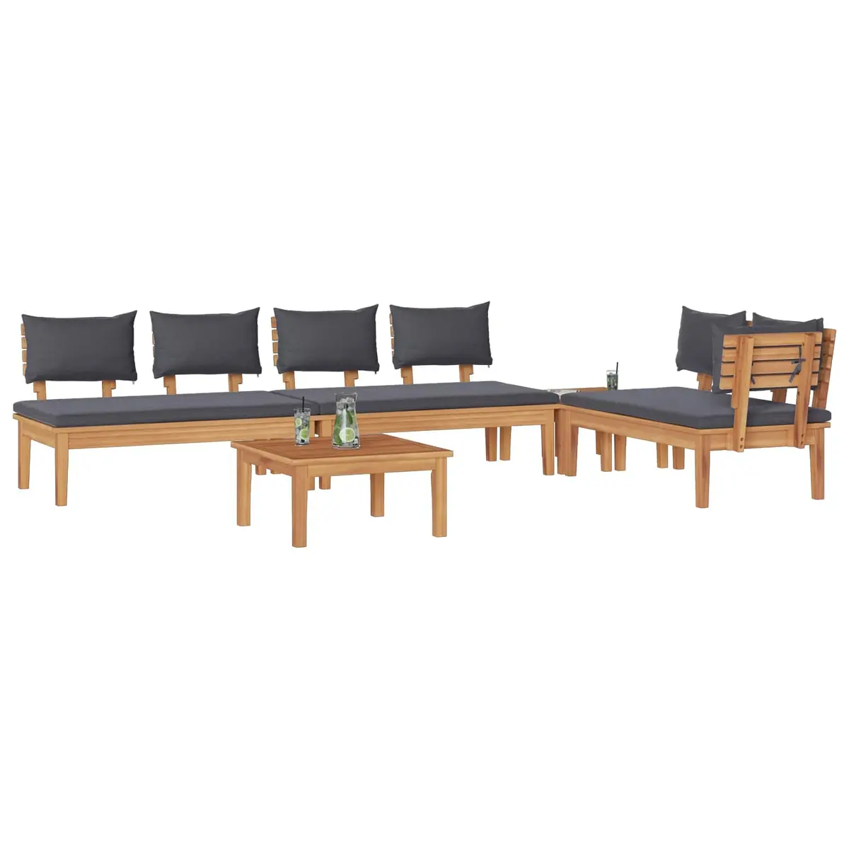 Garden Sofa Set Modern 5 Piece Outdoor Furniture Lounge Seating Brown Grey
