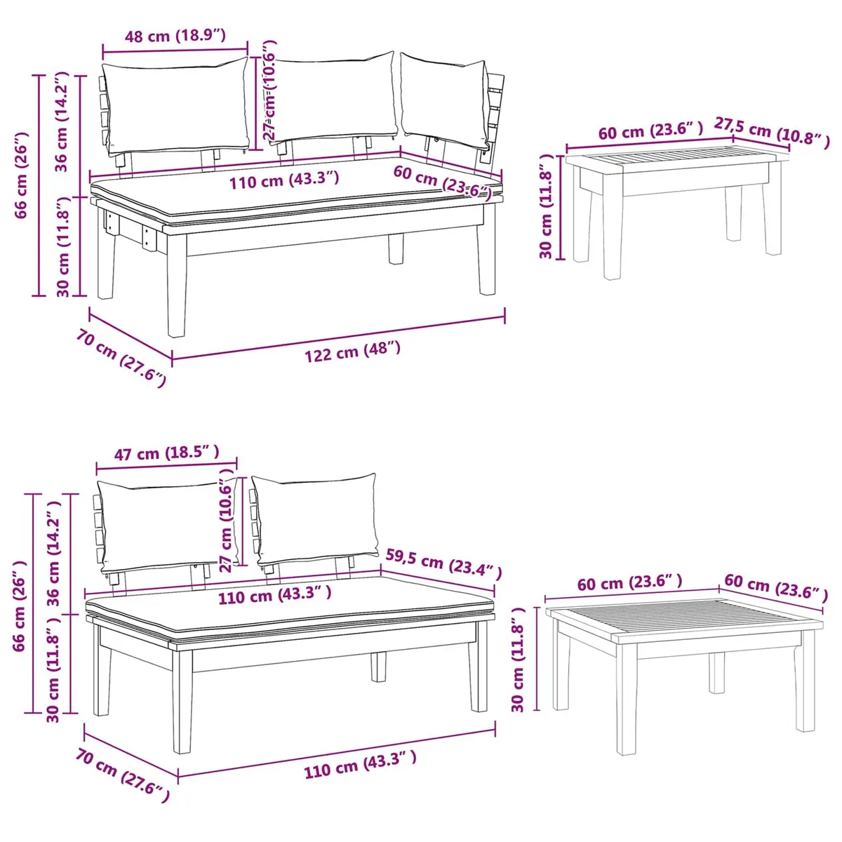 4 Piece Outdoor Garden Sofa Set