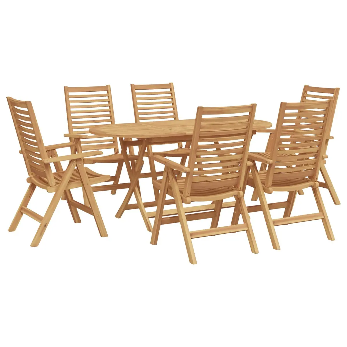 Garden Dining Set Contemporary Brown Teak Wood 7 Piece Outdoor Furniture Table Chairs