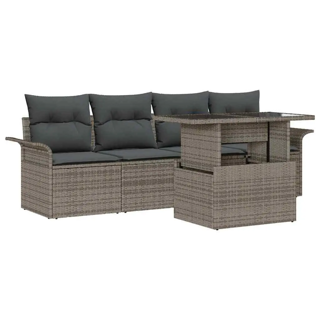 Modular Garden Sofa Set 5 Piece Outdoor Furniture with Cushions Rattan Lounge