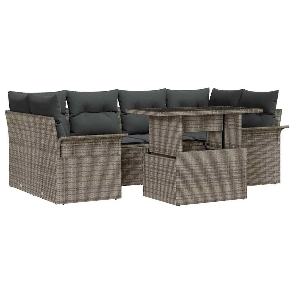 Garden Sofa Set Modular Outdoor Furniture Poly Rattan Grey 7 Piece