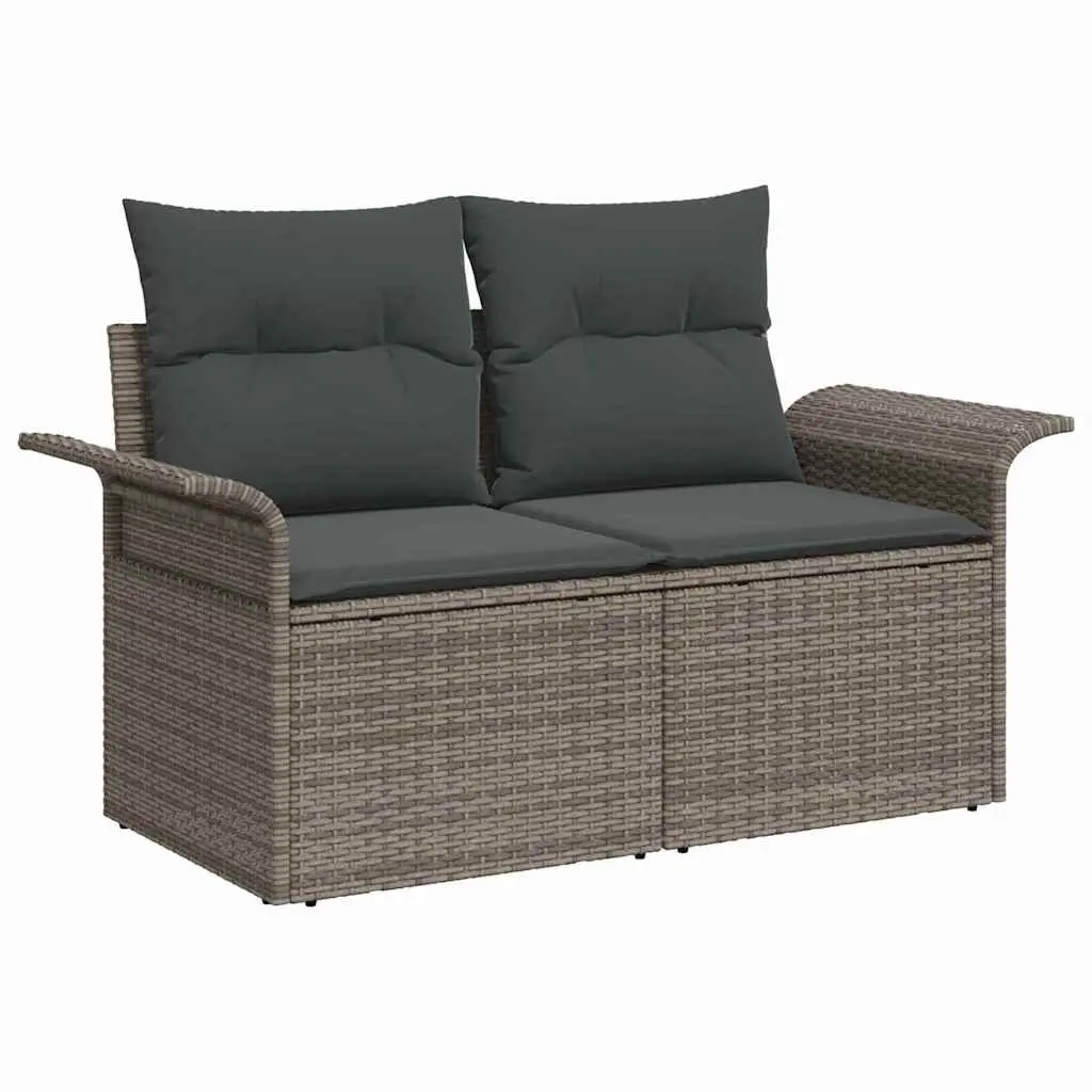 Grey Poly Rattan Garden Sofa Set 8 Piece Modular Outdoor Furniture with