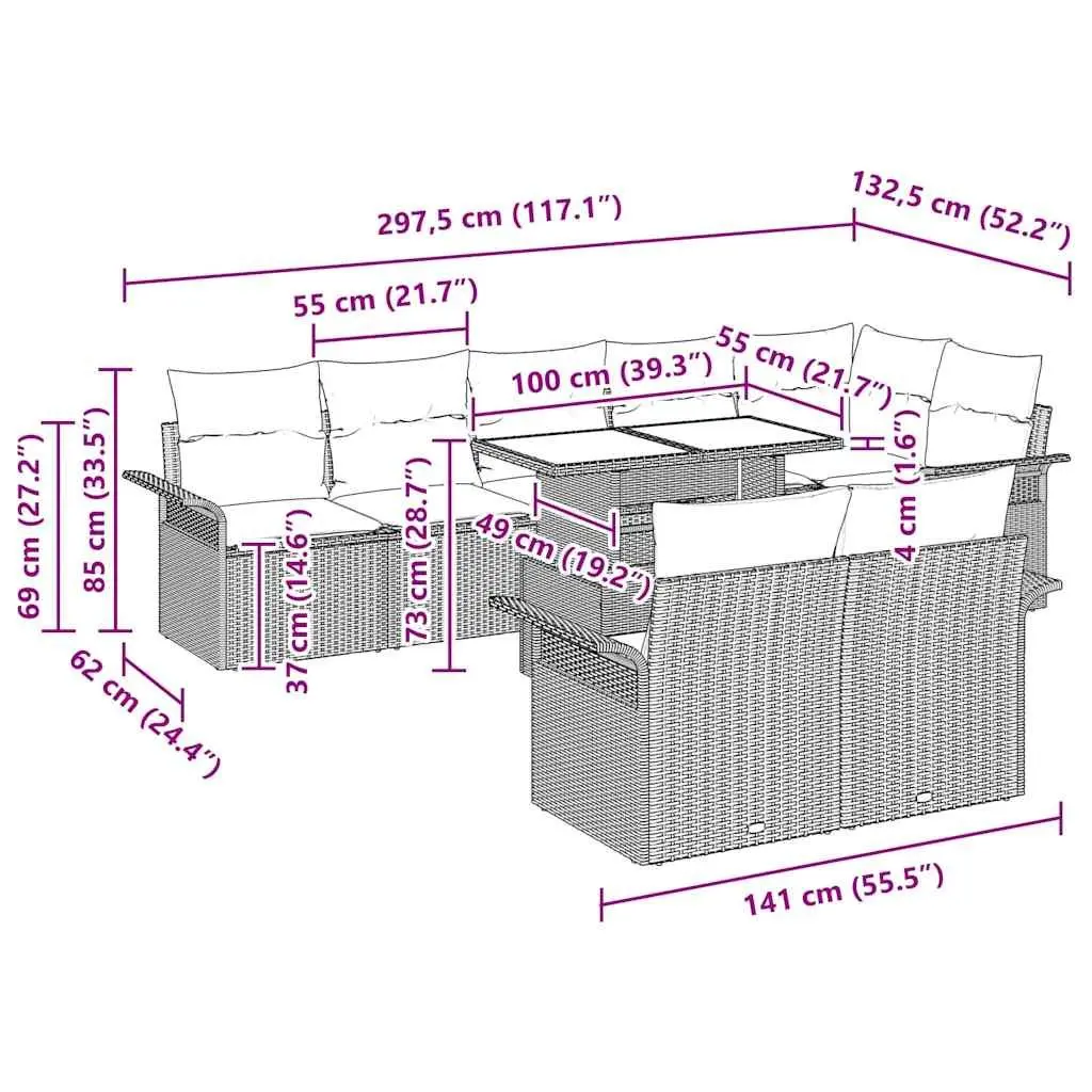 9-Piece Garden Sofa Set