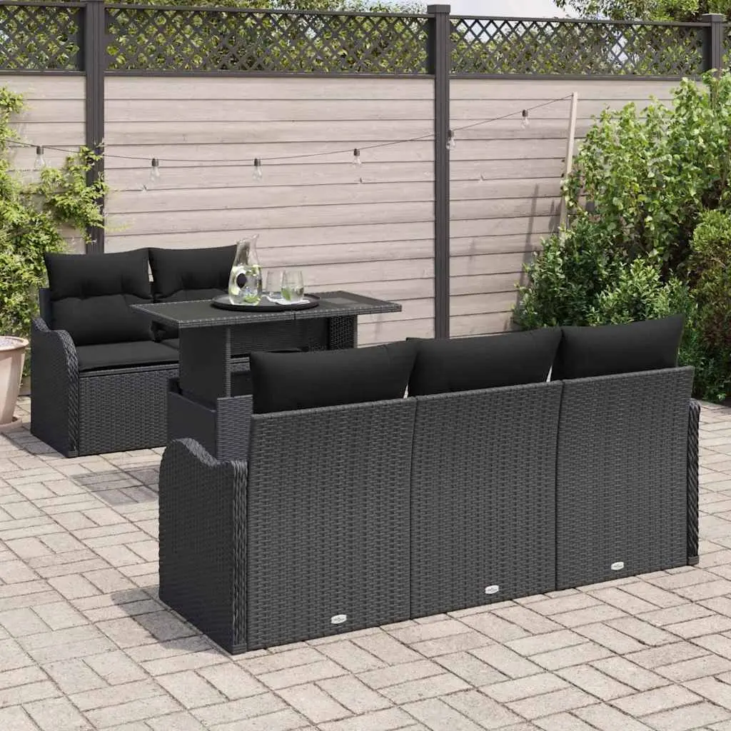 6-Piece Outdoor Garden Sofa Set in Black