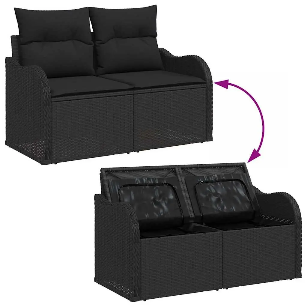 6-Piece Outdoor Garden Sofa Set in Black