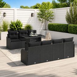 Outdoor Garden Sofa Set 8 Pieces Modular Patio Seating Black Poly Rattan