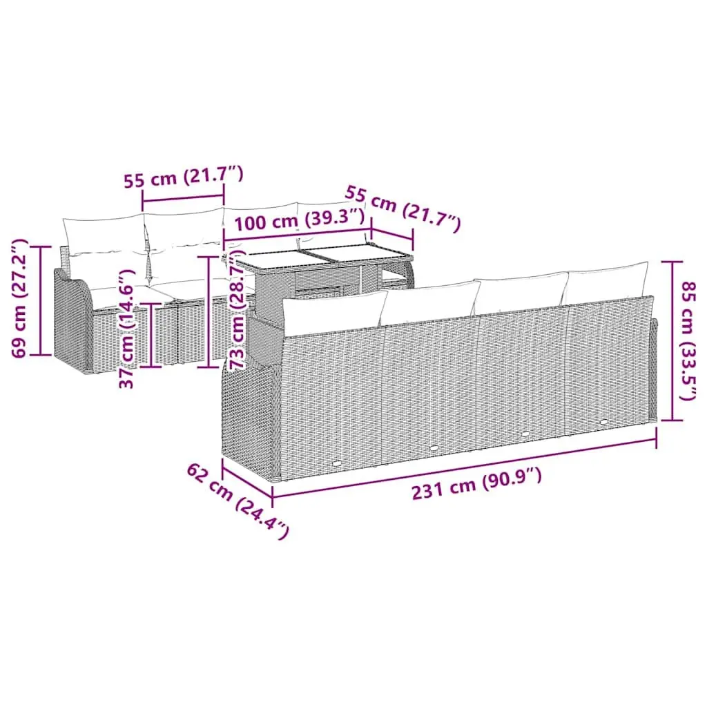 9 Piece Sofa Set