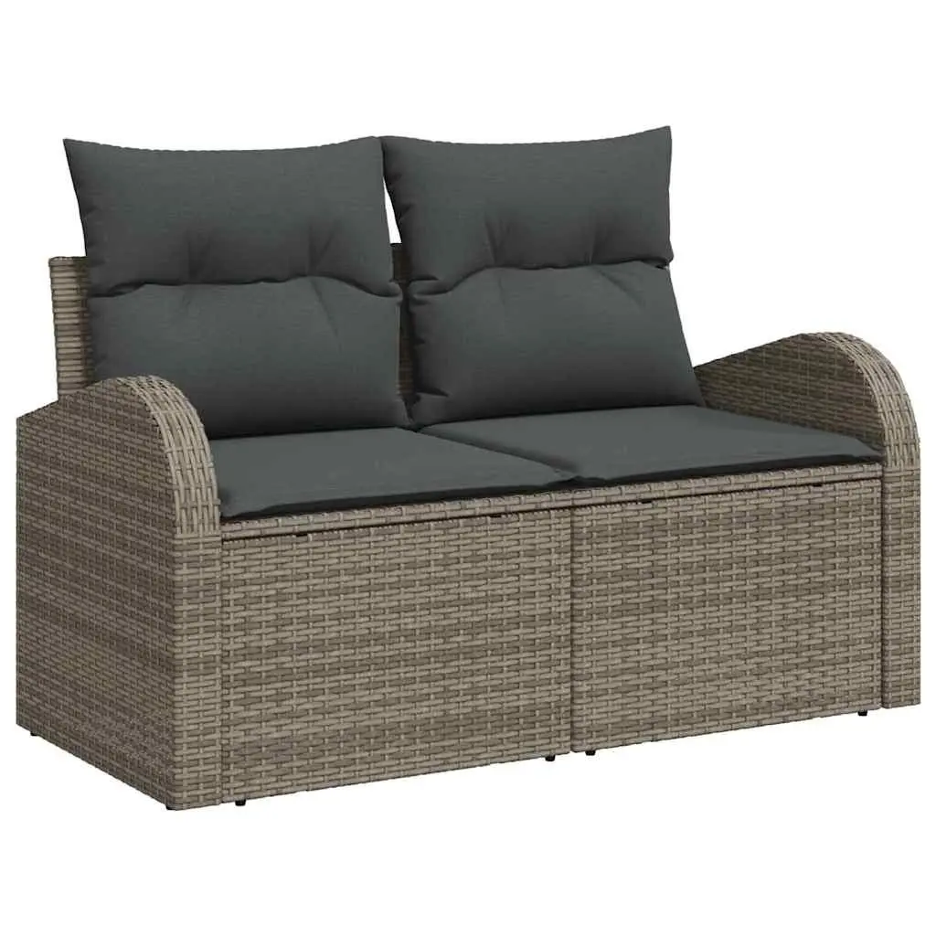 Outdoor Garden Sofa Set 9 Piece Modular Rattan Patio Furniture Grey Cushions