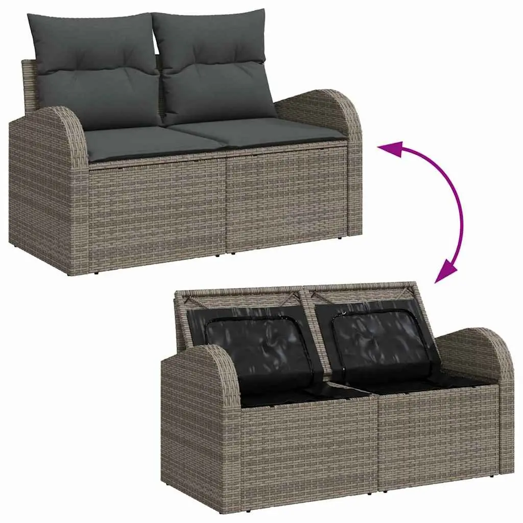 Garden Sofa Set 7 Piece Outdoor Furniture Lounger Grey Poly Rattan Modular