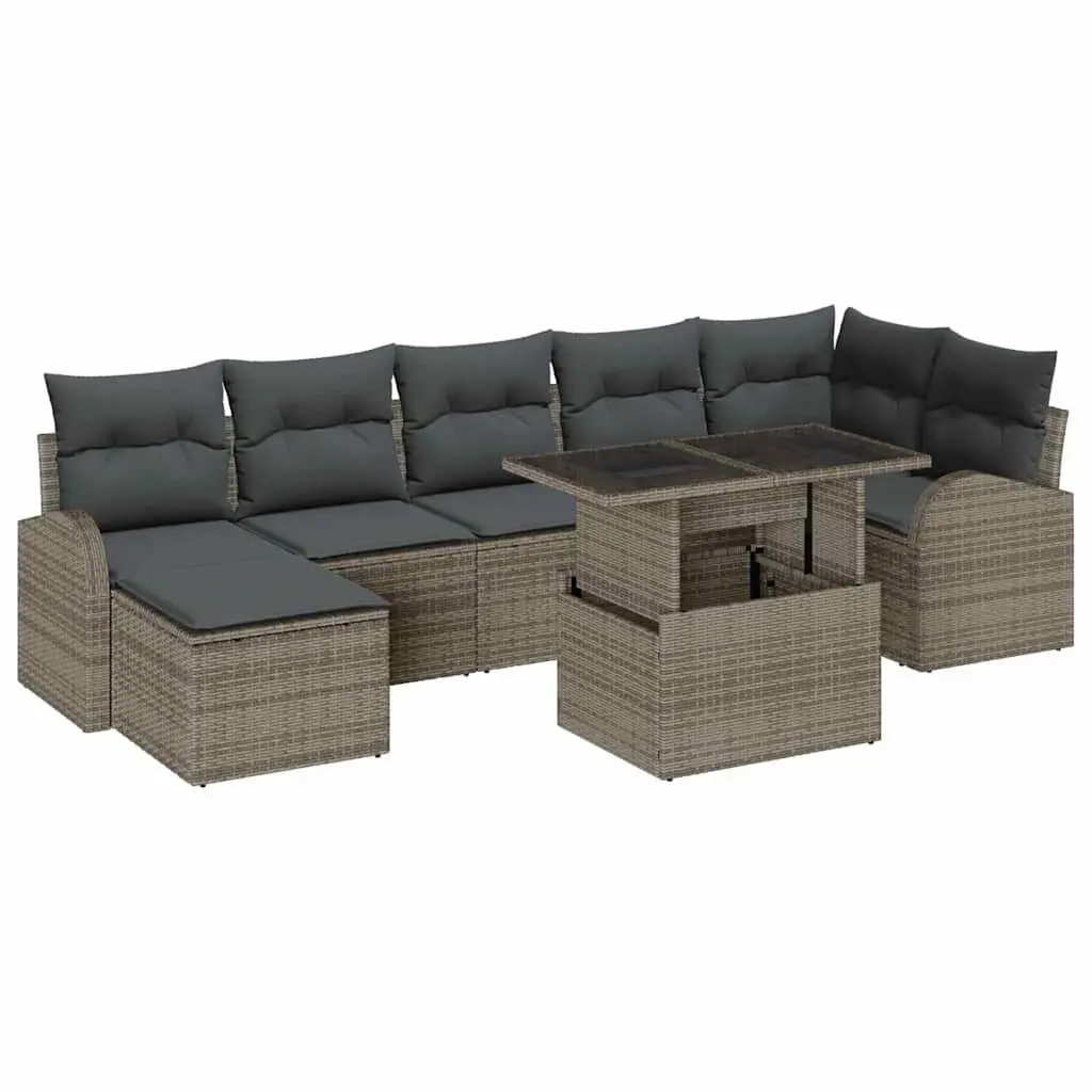 Modular 8 Piece Garden Sofa Set Outdoor Patio Furniture Grey with Cushions