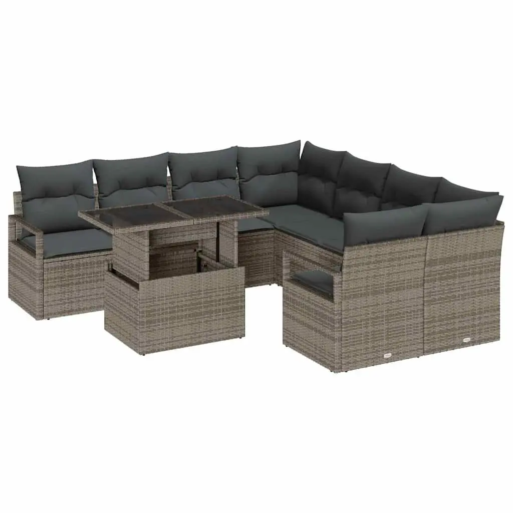 Modular Garden Sofa Set Weather-Resistant 9 Pieces Grey