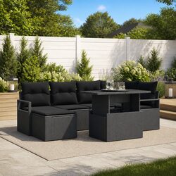 You’ll Love This 7-Piece Black Modular Garden Sofa Set