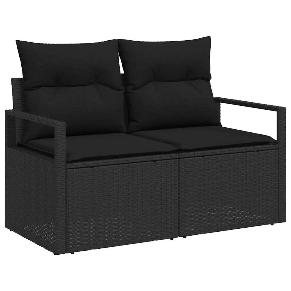 Garden Sofa Set 7 Pieces Black Poly Rattan Modular Outdoor Furniture with