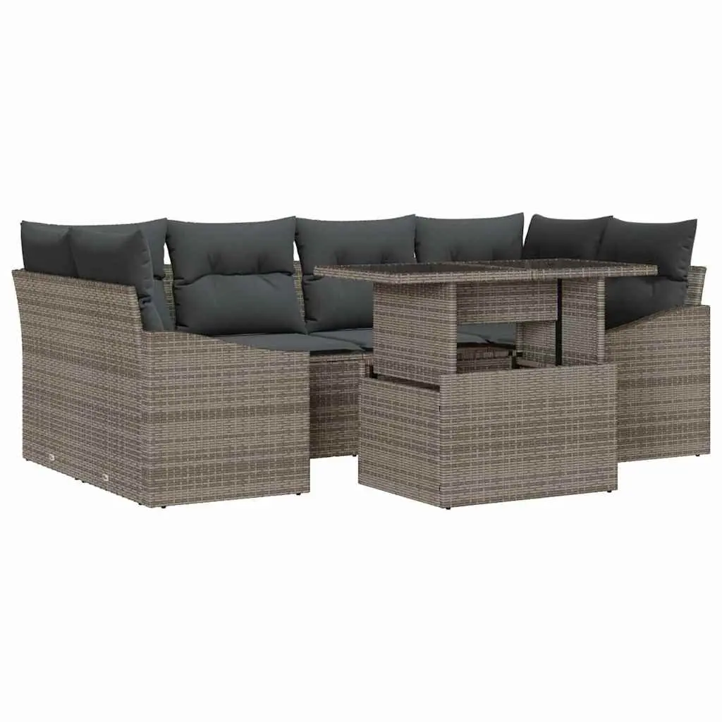 Outdoor Garden Sofa Set 7 Piece Modular Patio Furniture with Storage Black