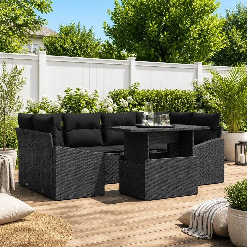 Outdoor Garden Sofa Set Modular Poly Rattan 7 Piece Patio Furniture