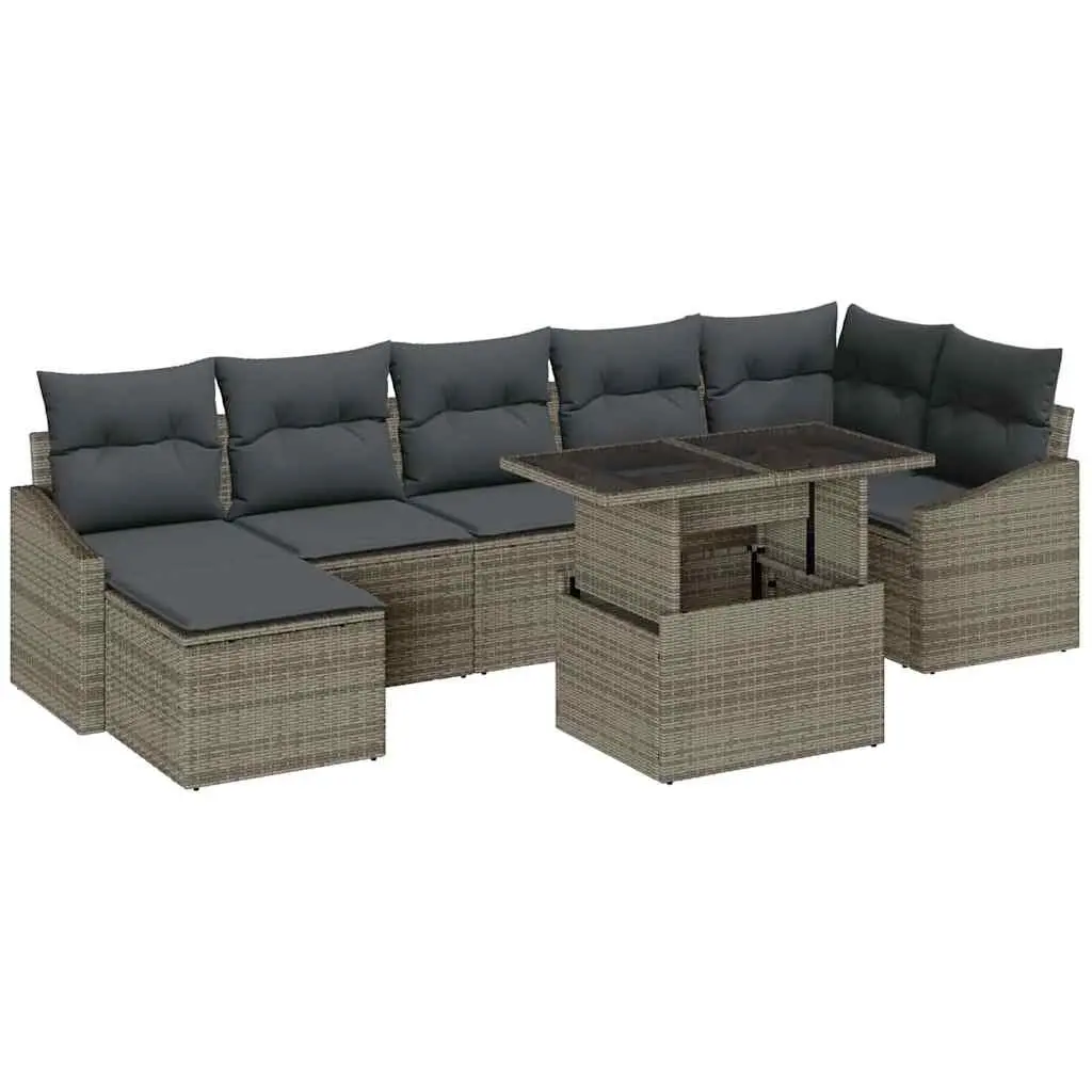 Garden Sofa Set 8 Pieces Grey Outdoor Seating Modular Patio Furniture with