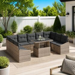 Enjoy Your Outdoors with 10-Piece Garden Sofa Set in Grey
