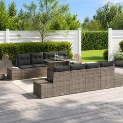 Outdoor Garden Sofa Set 9 pcs Modular Lounge Furniture Poly Rattan Steel Frame
