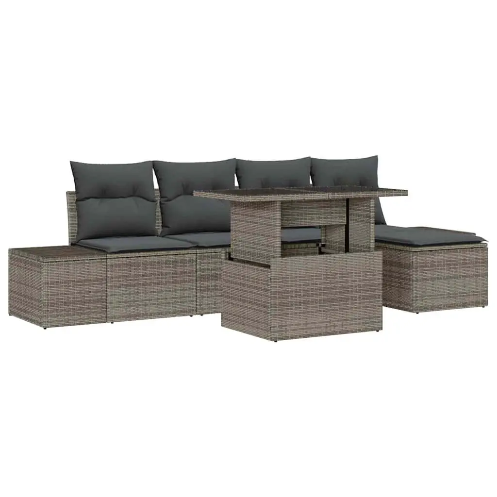 Garden Sofa Set 6-Piece Outdoor Furniture Patio Rattan Seating with Storage