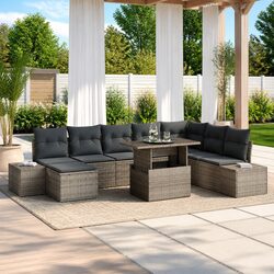 Friendly 9-Piece Grey Outdoor Sofa Set