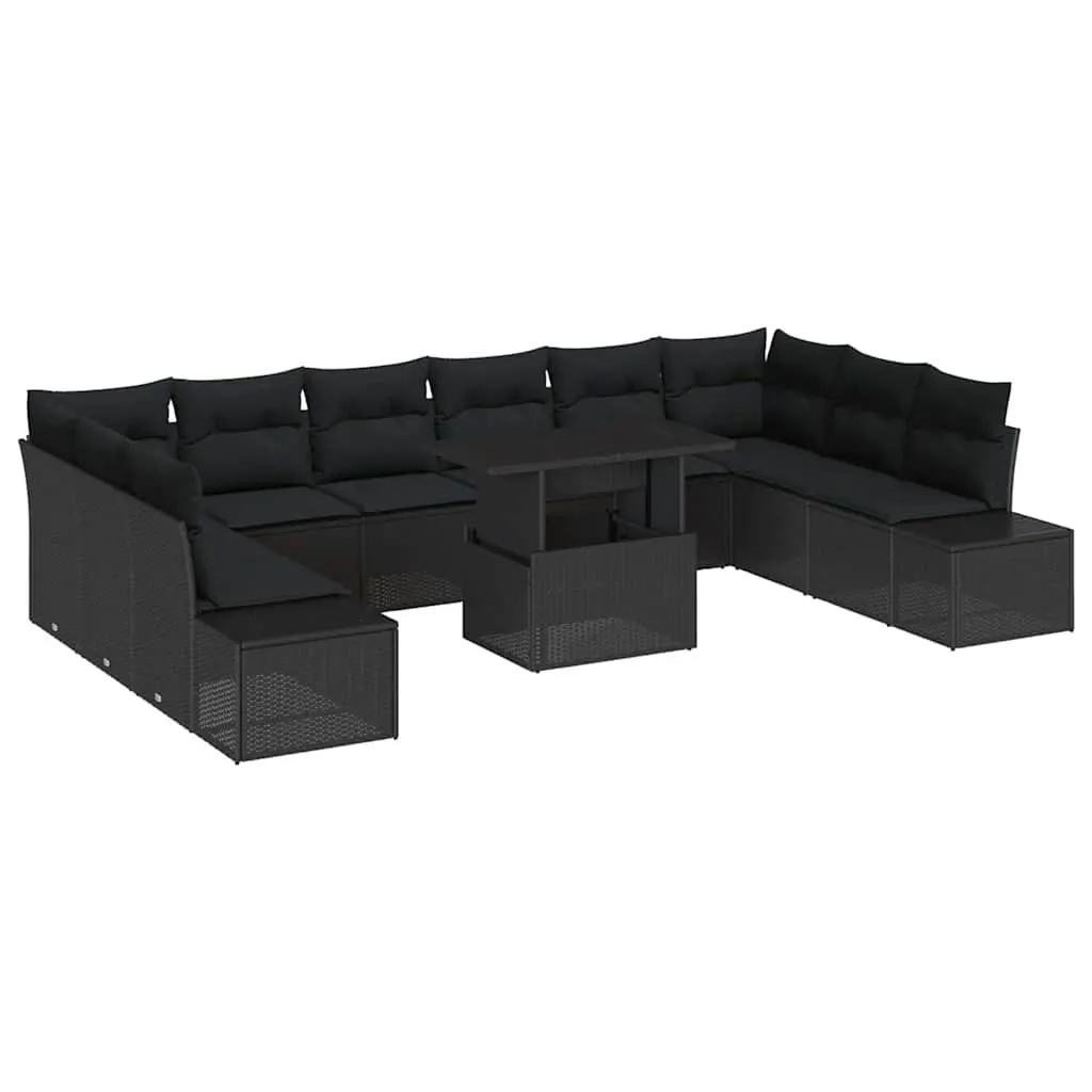Modular Garden Sofa Set Black 11 Piece Weather Resistant Patio Furniture