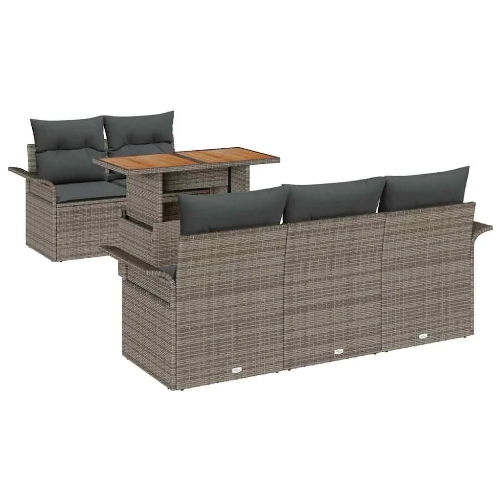 Garden Sofa Set Modular 6 Piece Outdoor Seating Patio Furniture Grey Poly Rattan