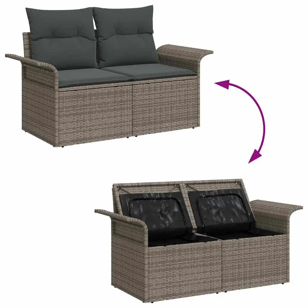 Garden Sofa Set 9 Pieces Outdoor Furniture Grey Poly Rattan Modular Seating