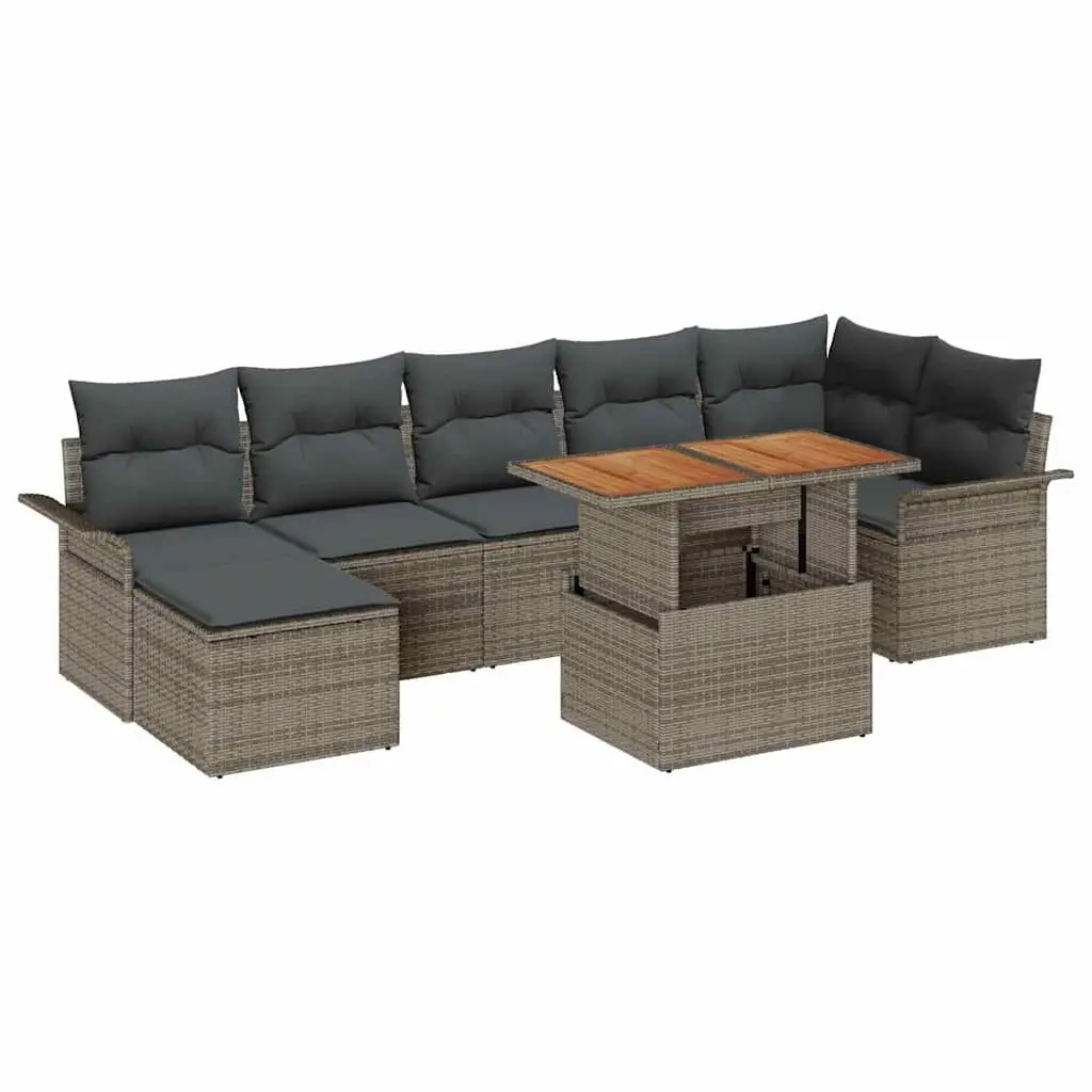 Garden Sofa Set 8 Pieces Grey Outdoor Furniture Modular Rattan Seating Storage