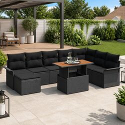9-Piece Modular Rattan Sofa Set with Storage - Friendly Design
