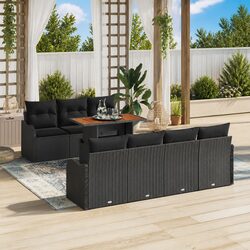 Outdoor Garden Sofa Set 8 Piece Modular Black Poly Rattan Furniture with Storage