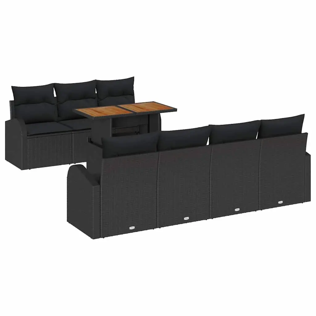 Garden Sofa Set 8 Piece Outdoor Furniture Black Modular Seating with Storage