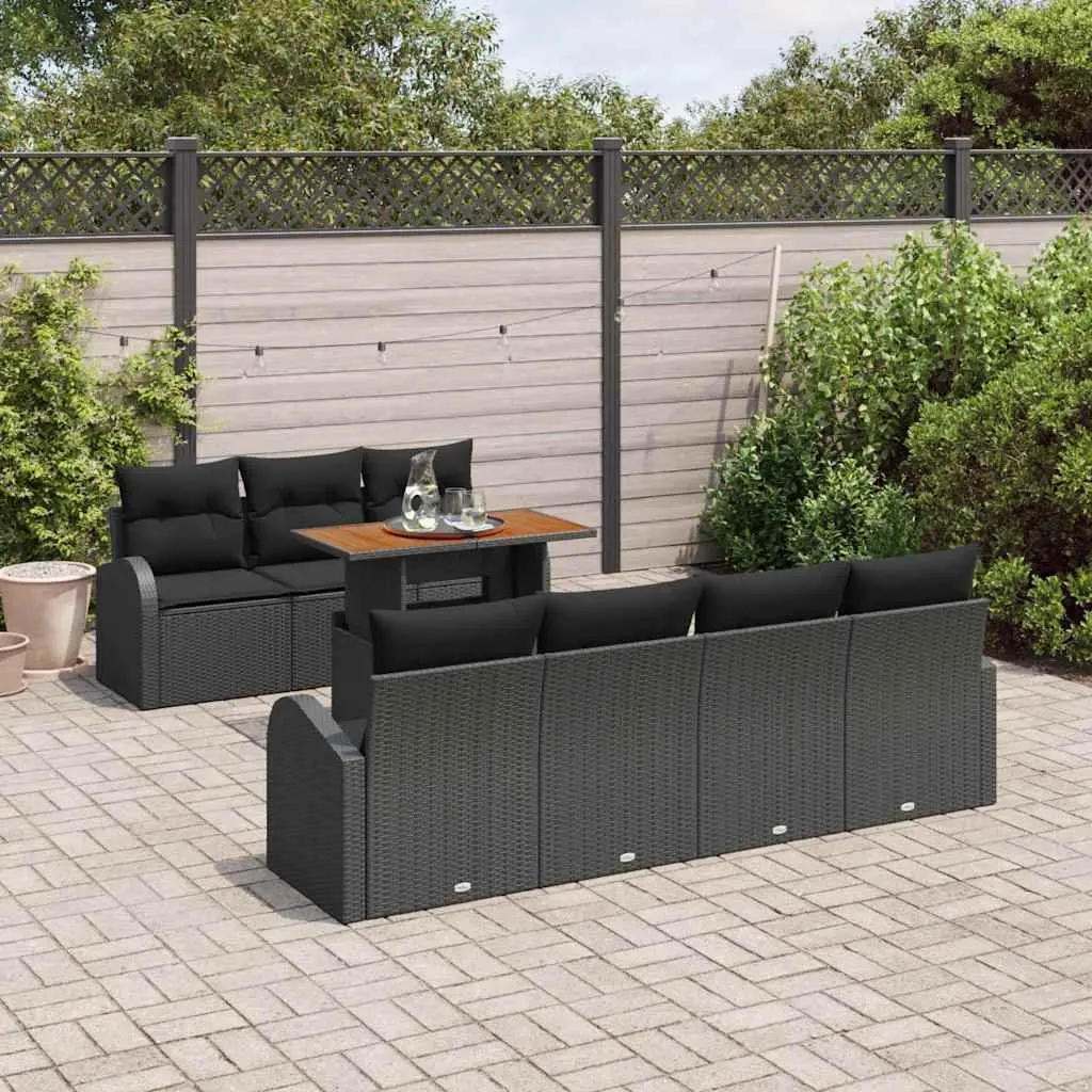Garden Sofa Set 8 Piece Outdoor Furniture Black Modular Seating with Storage