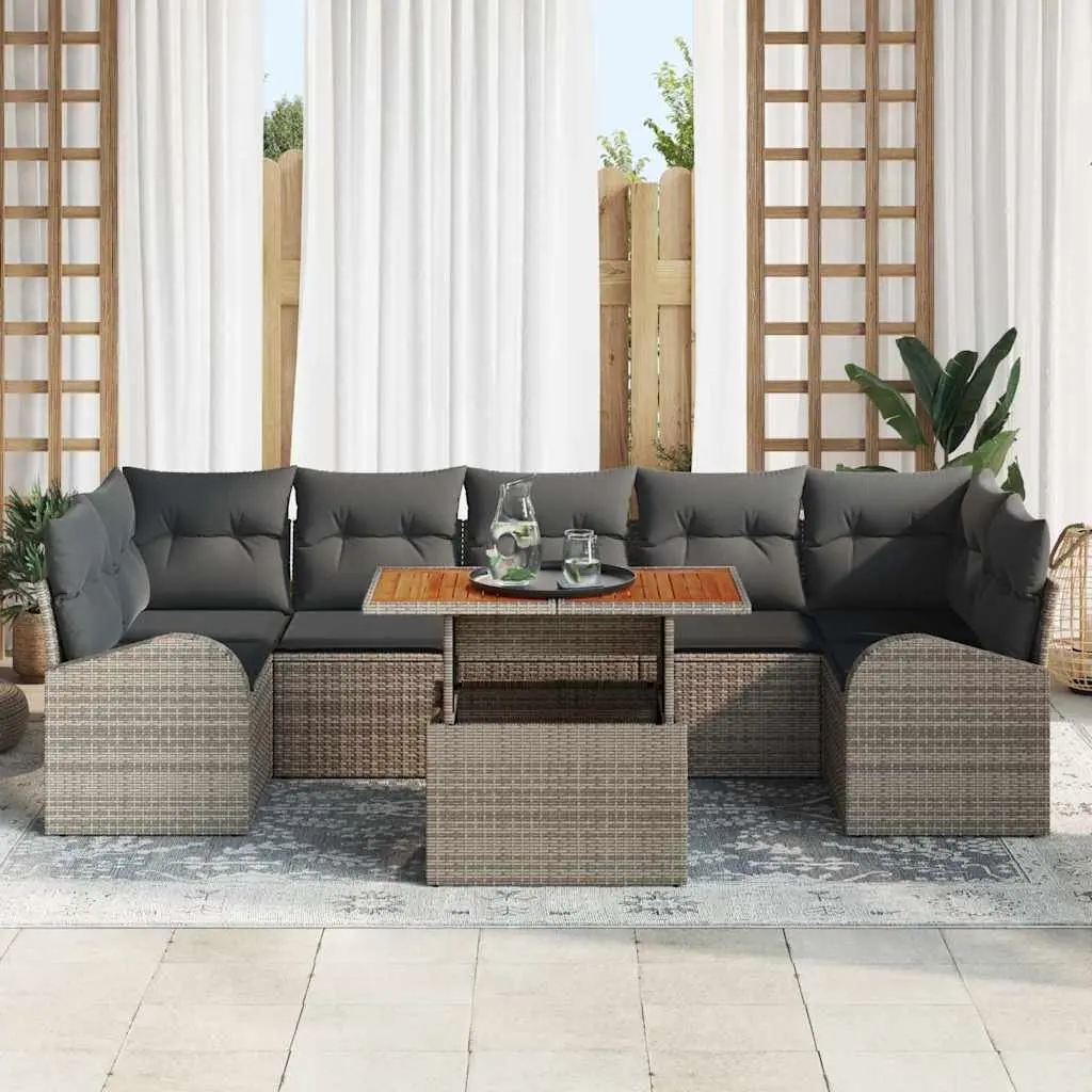 Garden Sofa Set with Storage 8 Pieces Grey Modular Outdoor Furniture Patio
