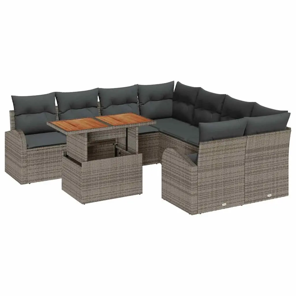 9-Piece Grey Outdoor Sofa Set